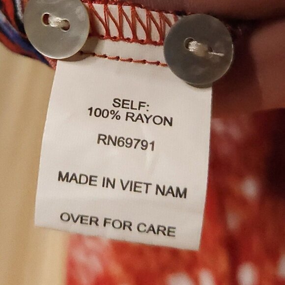 Figueroa & Flower Red Blue Floral Silky Blouse Large - Picture 6 of 7